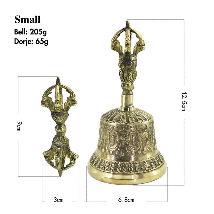 Buddha Stones Campana tibetana per meditazione e Vajra Dorje in rame con bilanciamento fatto a mano Set di decorazioni