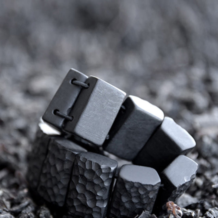 Braccialetto di coppia della pace con texture in legno di ebano vintage Buddha Stones