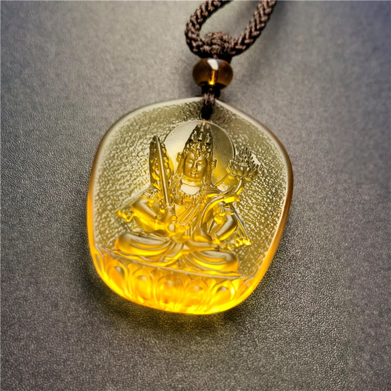 Buddha Stones Zodiaco cinese Buddha natale Benedizione Liuli Cristallo Compassione Collana Pendente - Bodhisattva del Bue/Tigre-Vuoto - image 7