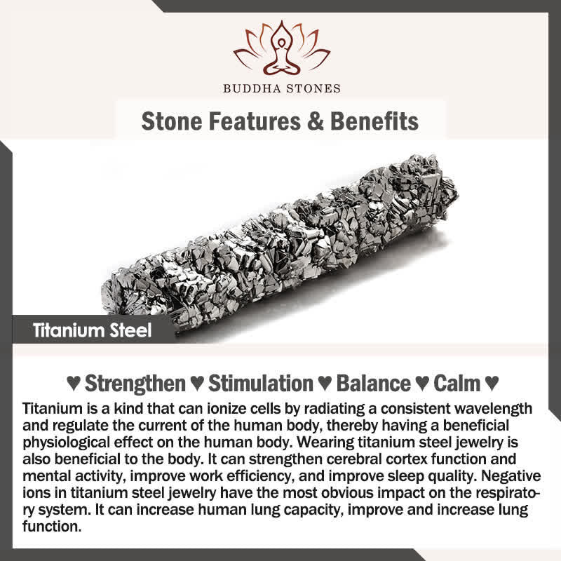 Bracciale Buddha Stones con fibbia in pelle calma in acciaio al titanio multistrato