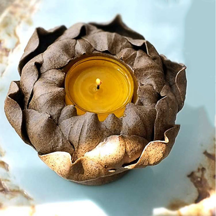 Portacandele in ceramica con fiore di Buddha Stones , bruciatore di incenso, decorazione per la casa