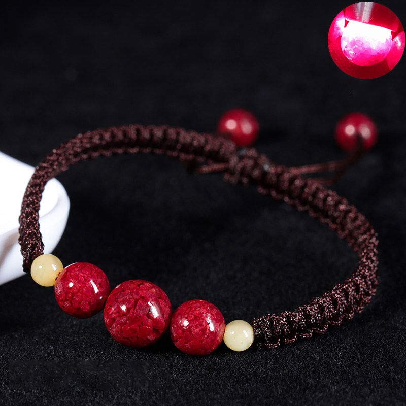 Braccialetto rosso con corda e cinabro per bambini, con Buddha Stones
