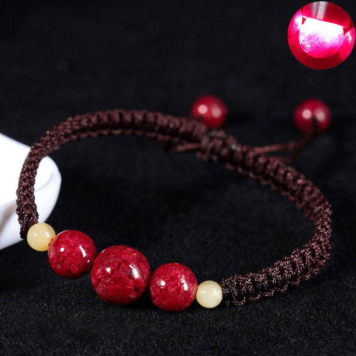 Braccialetto rosso con corda e cinabro per bambini, con Buddha Stones