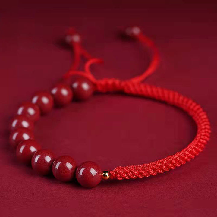 Braccialetto di corda di benedizione con nodo King Kong in cinabro naturale Buddha Stones