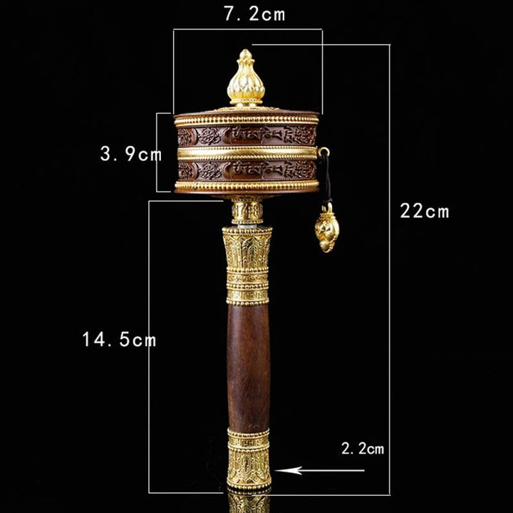 Ruota di preghiera tibetana Sei parole vere Decorazione in rame con bilanciamento - image 12