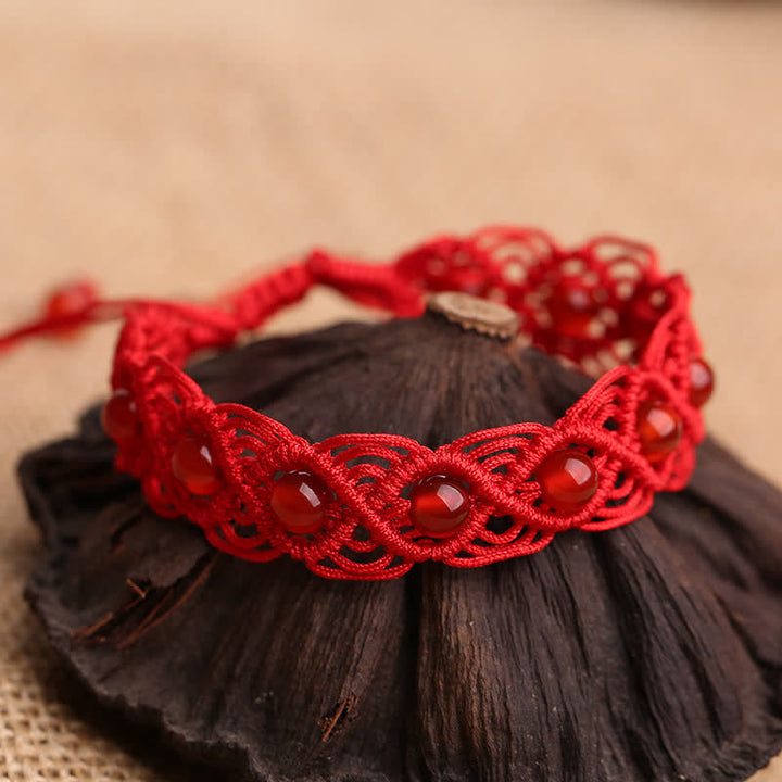 Braccialetto Buddha Stones Red Agate Confidence Red String