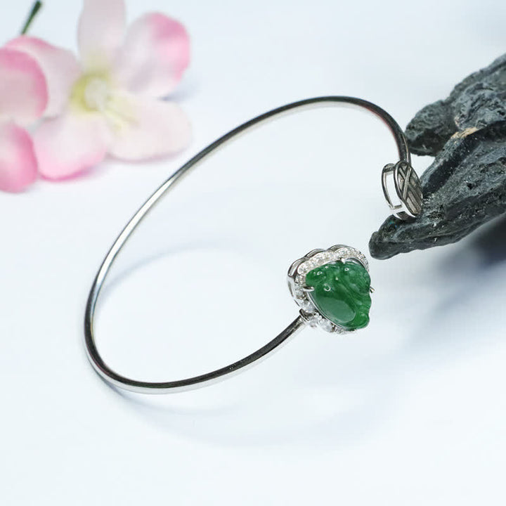 Braccialetto portafortuna Buddha Stones in argento sterling 925 con Buddha che ride e giada