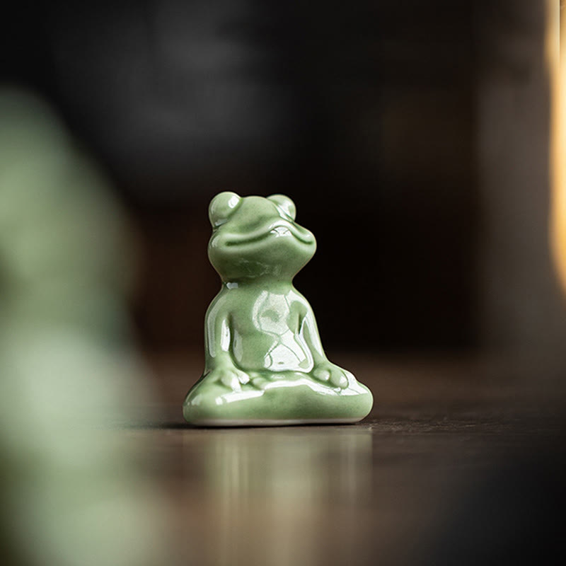 Buddha Stones Mini Piccolo Meditazione Loto Riposo Rana Ceramica Ricchezza Fortuna Casa Tè Animale Domestico Figurina Decorazione - image 5
