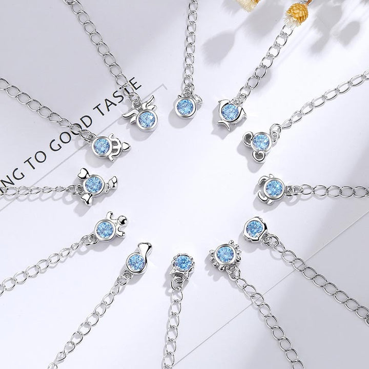 Bracciale con ciondolo Buddha Stones in rame placcato argento 925 con 12 costellazioni dello zodiaco