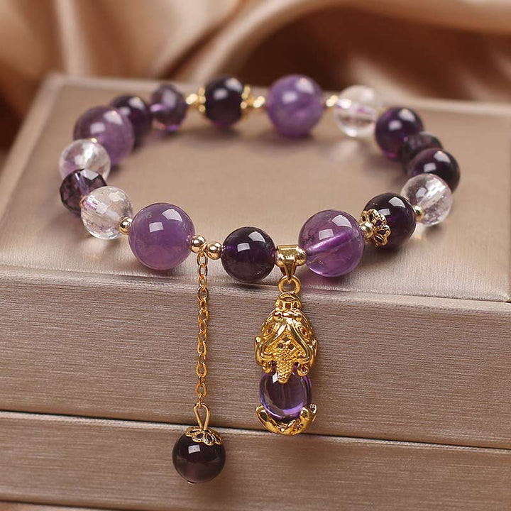Braccialetto curativo PiXiu in ametista naturale Buddha Stones
