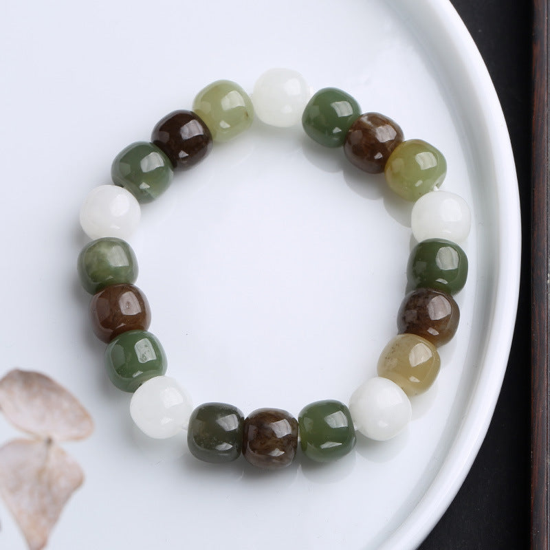 Braccialetto di benedizione della fortuna in giada sfumata Buddha Stones - Giada multicolore - image 8