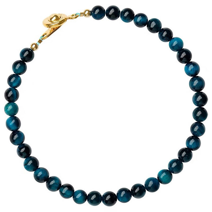 Braccialetto di protezione con catena in pietra naturale occhio di tigre blu Buddha Stones