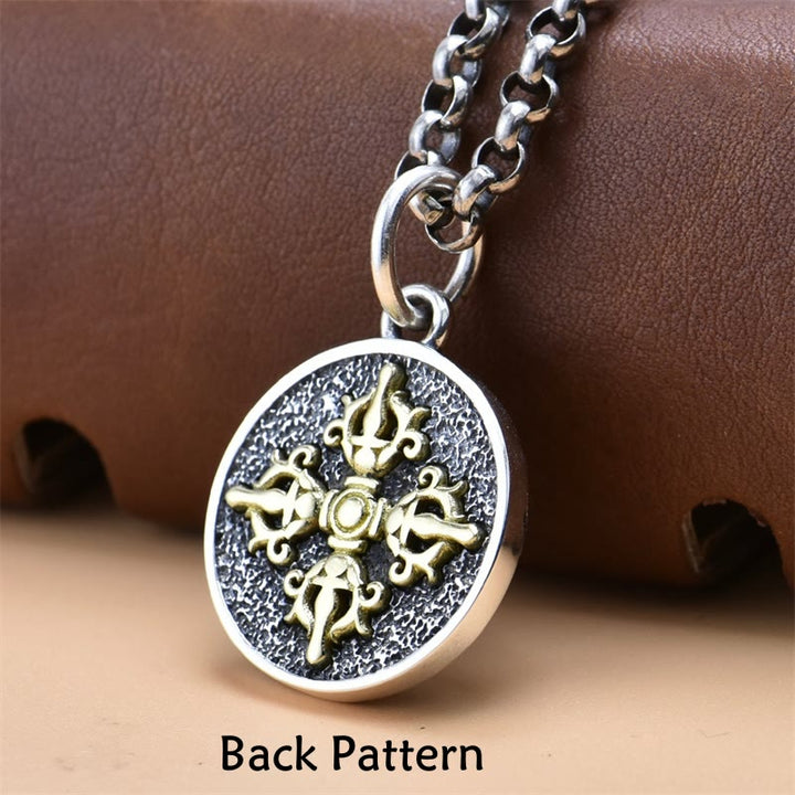 Collana con ciondolo di protezione Vajra con doppio Dorje Tara verde in argento sterling 925 Buddha Stones - image 4
