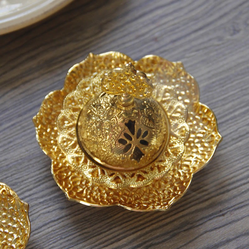 Sottobicchiere in foglia d'oro spirituale Mini lega di metallo bruciatore di incenso