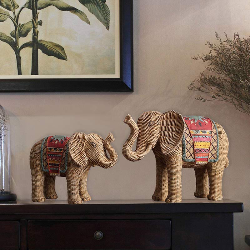 Decorazione per la casa in resina con elefante, saggezza e ricchezza