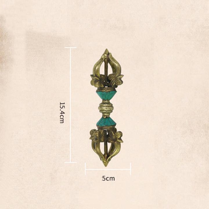 Buddha Stones Tibetano a cinque punte Vajra Dorje Artigianale Nepal Potere spirituale Decorazione in rame - image 8