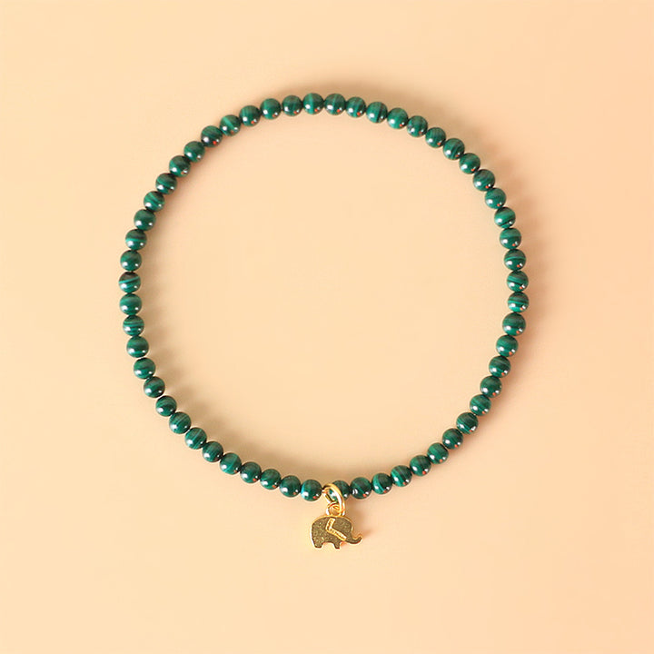 Braccialetto con ciondolo anti-ansia in malachite naturale con elefante Buddha Stones