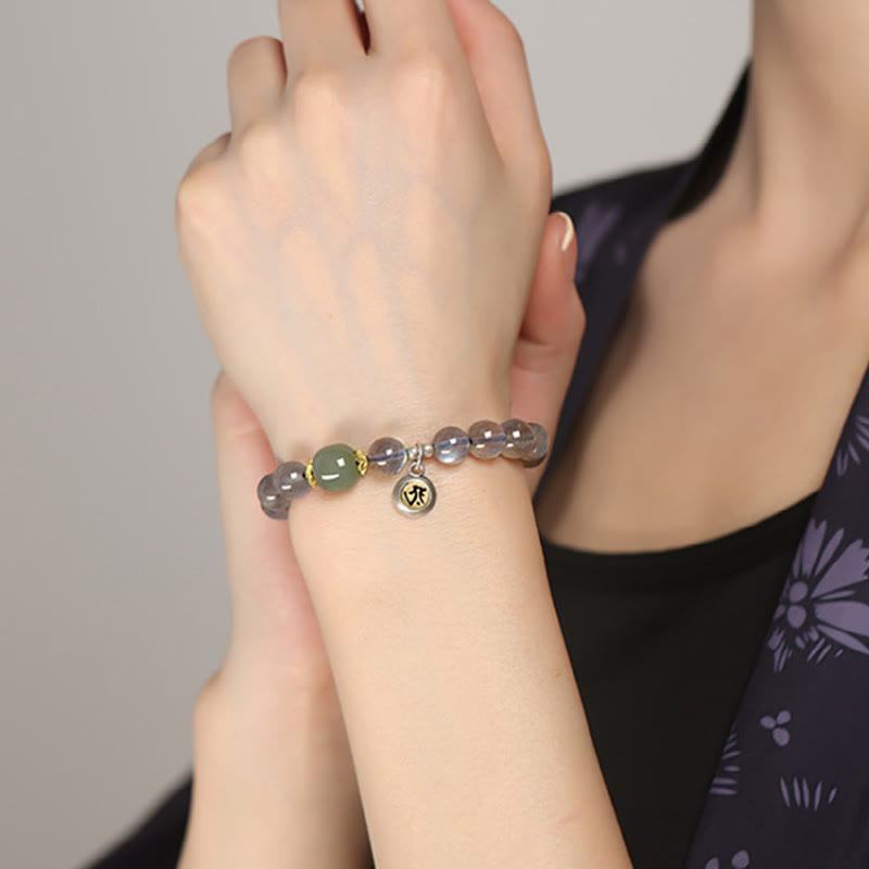 Buddha Stones Zodiaco cinese Buddha natale Argento Sterling 925 Pietra di luna naturale Giada Hetian Braccialetto positivo