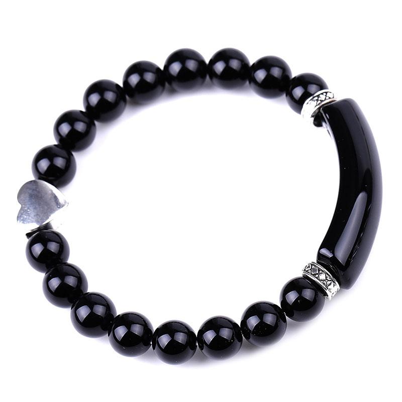 Bracciale unisex a forma di cuore con perline di cristallo naturale