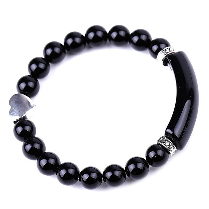 Bracciale unisex a forma di cuore con perline di cristallo naturale