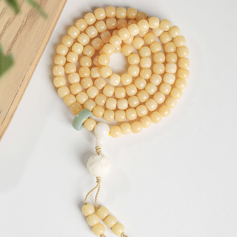 Braccialetto con ciondolo di pace e armonia, perline di loto Dzi, semi di Bodhi naturali , Buddha Stones