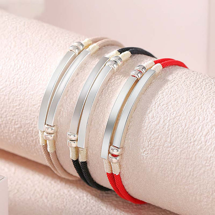 Braccialetto intrecciato a strati in corda rossa in argento sterling 925 Buddha Stones