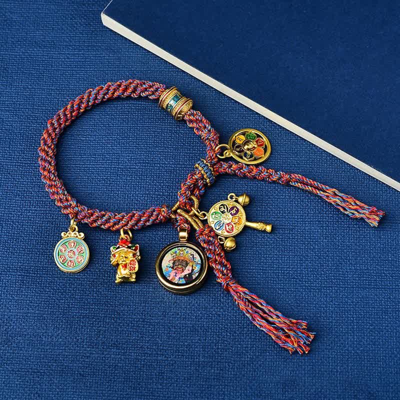 Braccialetto con treccia di corda della fortuna Thangka della dea della ricchezza Tara verde tibetana Zakiram - Zakiram Dea della ricchezza Thangka - image 3