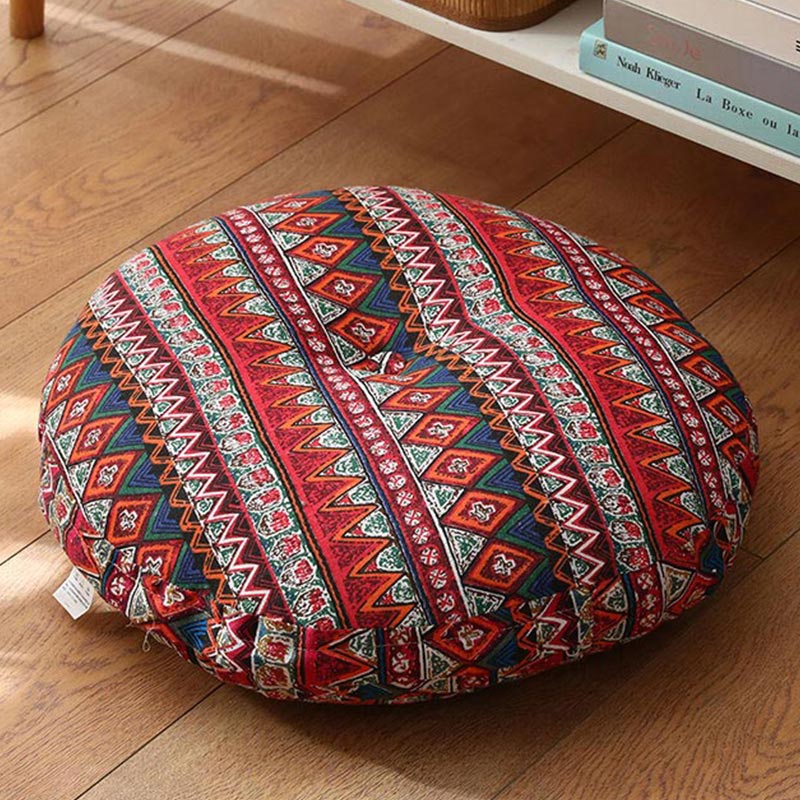 Cuscino per seduta da meditazione in lino con motivo semplice Buddha Stones e loto, decorazione per la casa e il soggiorno