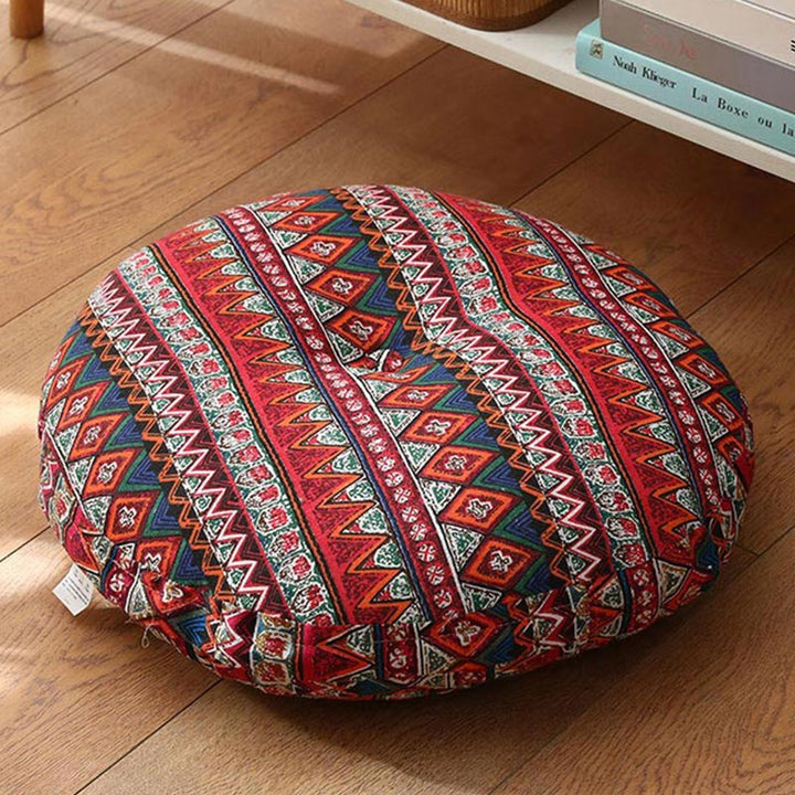 Cuscino per seduta da meditazione in lino con motivo semplice Buddha Stones e loto, decorazione per la casa e il soggiorno