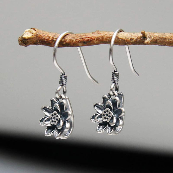 Orecchini Buddha Stones 925 Sterling Silver Lotus Flower Enlightenment