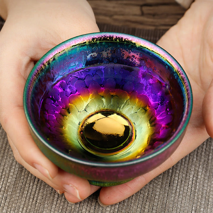 Buddha Stones Fatto a mano Fata Arcobaleno Cinese Jianzhan Tazza da tè in ceramica Tenmoku Kung Fu Tazza da tè