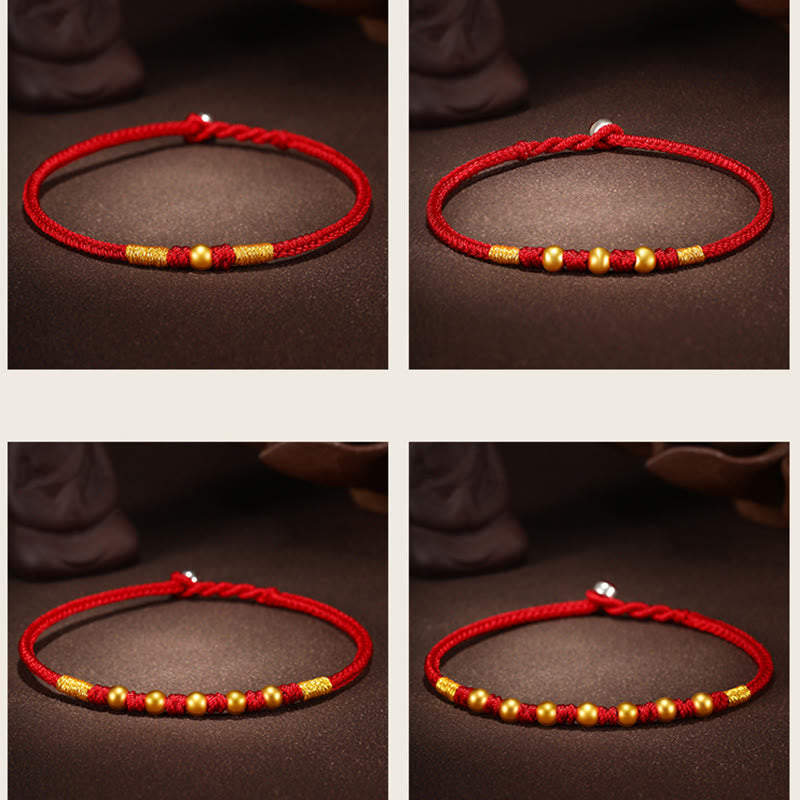Braccialetto di protezione intrecciato fatto a mano con nodo King Kong, perline d'oro 999 Buddha Stones