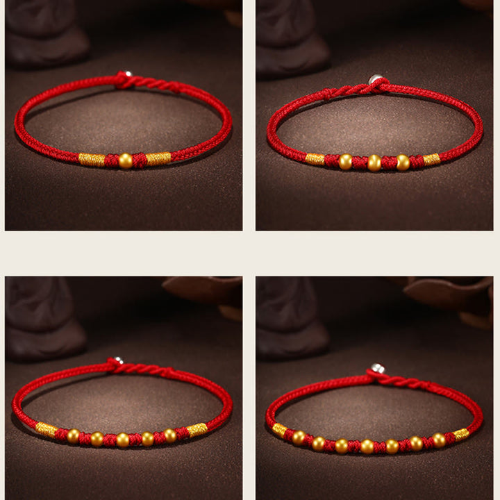 Braccialetto di protezione intrecciato fatto a mano con nodo King Kong, perline d'oro 999 Buddha Stones