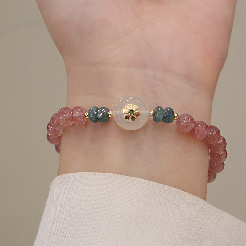 Braccialetto curativo in giada calcedonio quarzo fragola naturale Buddha Stones