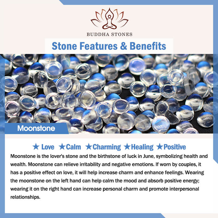 Bracciale Buddha Stones Natural Moonstone Lotus Love