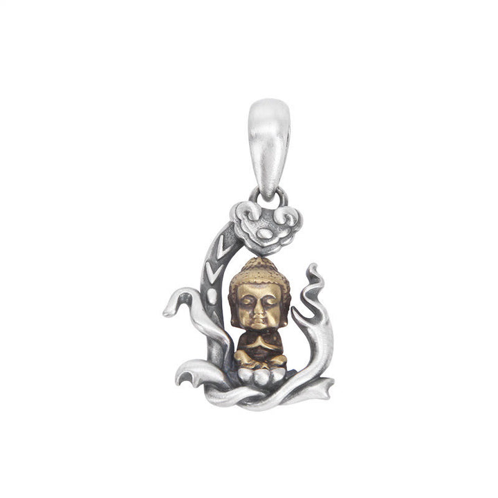 Buddha Stones 925 Sterling Silver Zen Buddha Ruyi Handle Compassione Collana Pendente - image 6