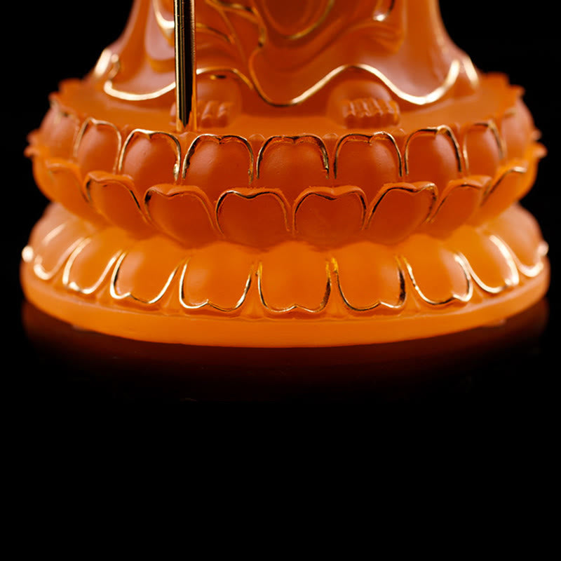 Buddha Stones fatte a mano Ksitigarbha Bodhisattva Figurina Liuli Cristallo Pezzo d'arte Statua della serenità Decorazione per la casa