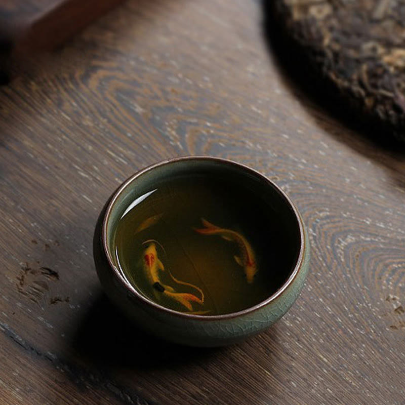 Buddha Stones Koi Fish colorato Tazza da tè in ceramica Kung Fu Tazza da tè Ciotola
