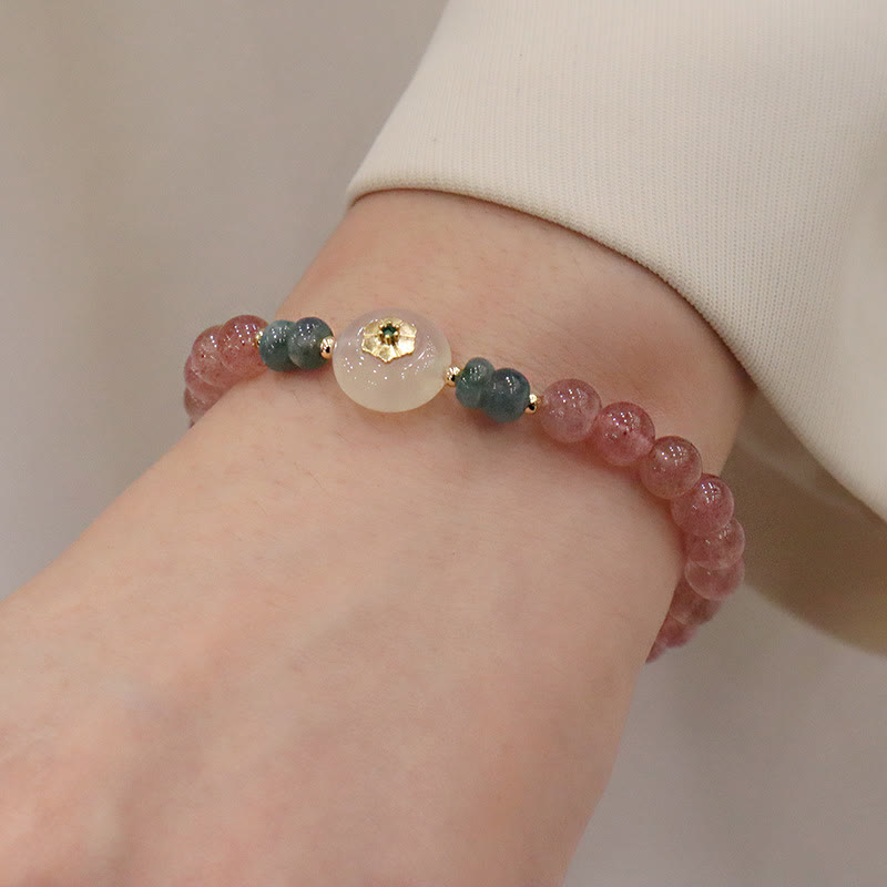 Braccialetto curativo in giada calcedonio quarzo fragola naturale Buddha Stones