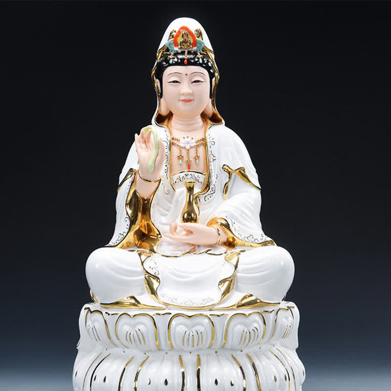 Statua in ceramica del successo del Bodhisattva Chenrezig Avalokitesvara Decorazione per la casa - 26*15 cm - image 1