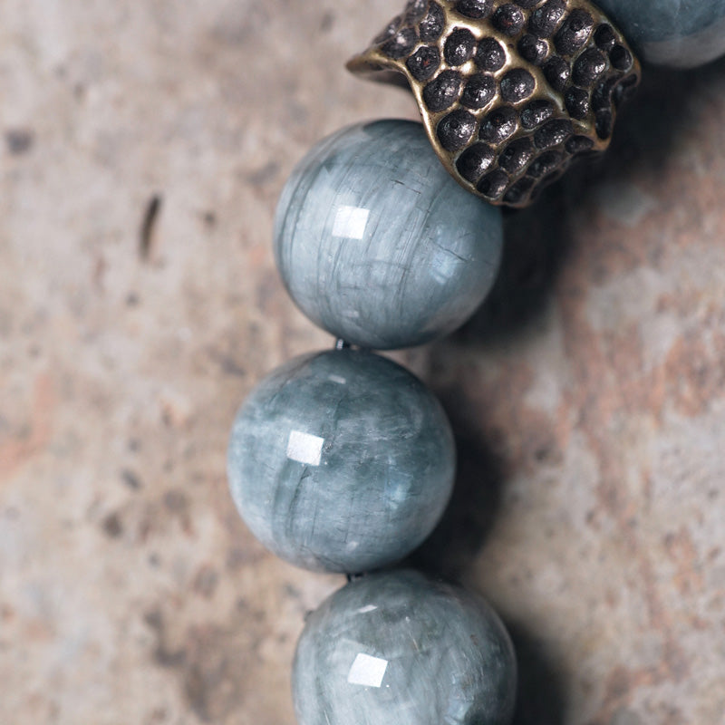 Braccialetto di coppia di fiducia in pietra occhio d'aquila in legno di ebano e Buddha Stones
