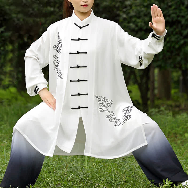 Buddha Stones Nuvole di buon auspicio Gradiente Meditazione Preghiera Spirituale Zen Tai Chi Qigong Pratica Set di abbigliamento da donna - image 5