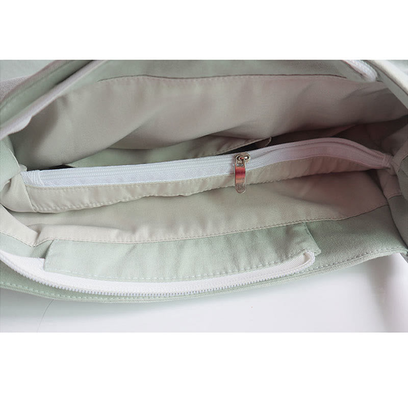 Buddha Stones Flower Crane Plum Blossom Ricamo Tela Grande Capacità Borsa a Tracolla Tote Bag