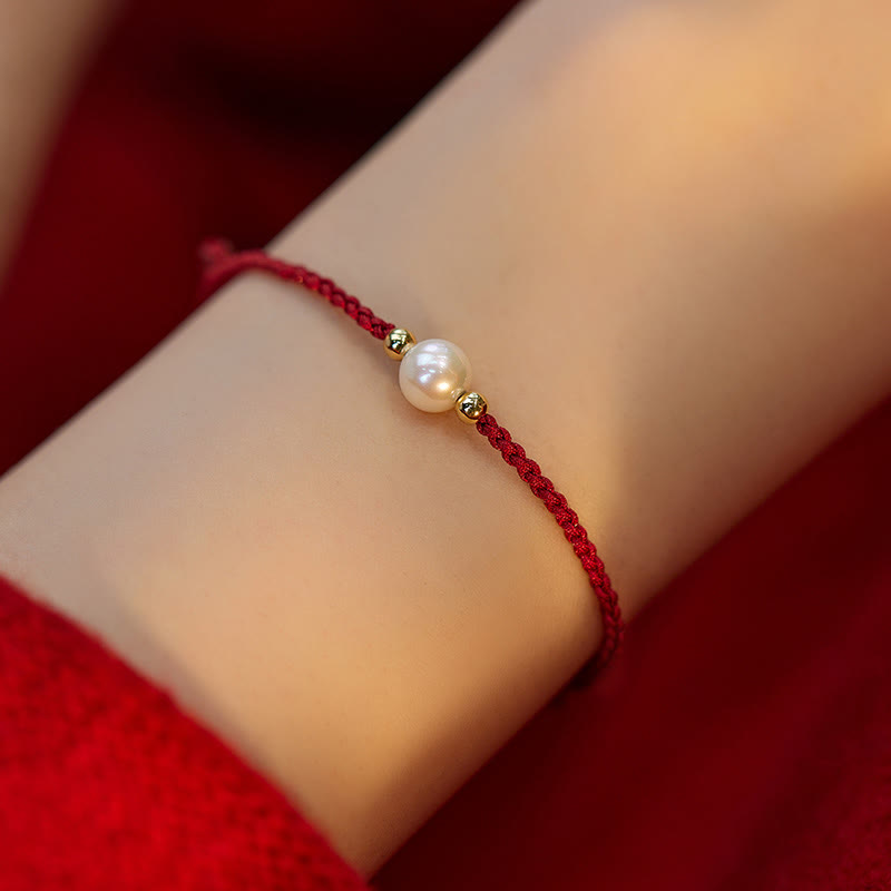 Braccialetto con treccia di perle naturali Buddha Stones Luck String
