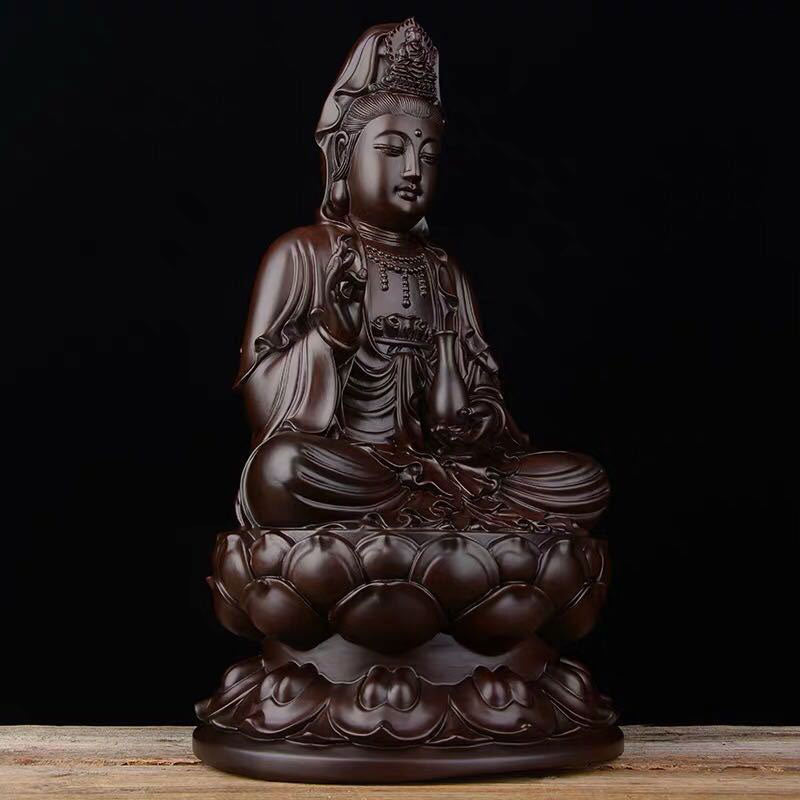 Buddha Stones Avalokitesvara Ebano Loto Armonia Benedizione Decorazione della casa - image 1
