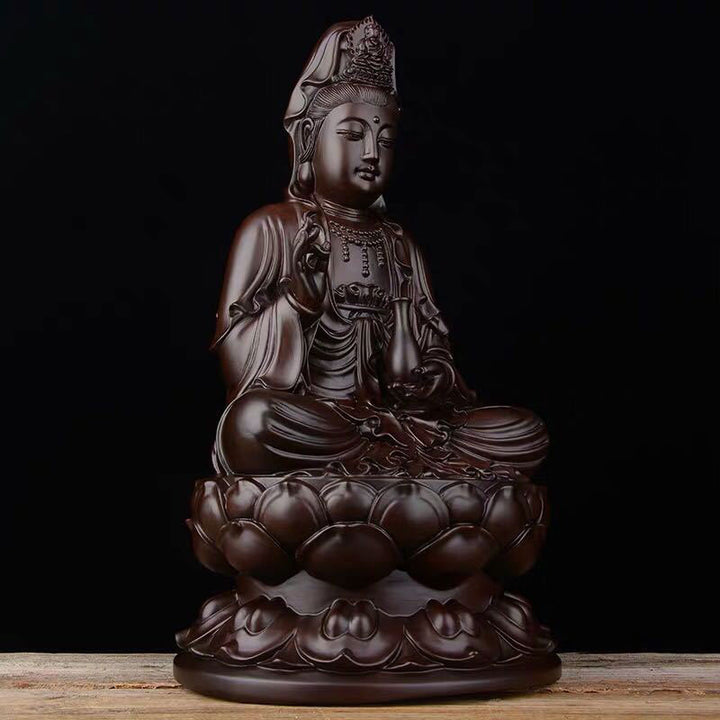 Buddha Stones Avalokitesvara Ebano Loto Armonia Benedizione Decorazione della casa - image 1