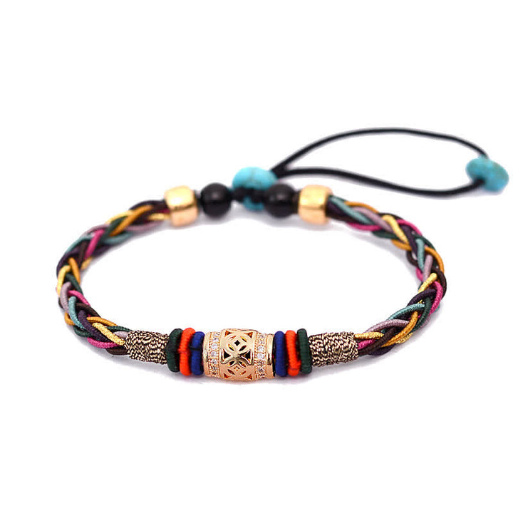 Braccialetto di corda intrecciata con moneta di rame con nodo a otto fili fatto a mano in pietre Buddha Stones tibetano - image 8