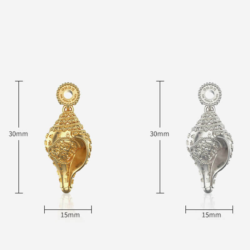 Collana con ciondolo portafortuna in conchiglia Shankha in argento sterling 999