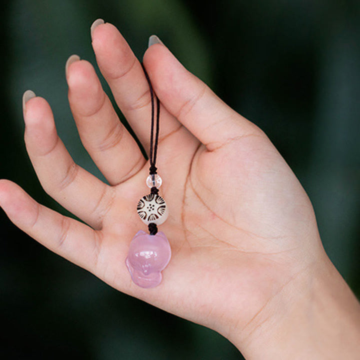 Decorazione da appendere al telefono in calcedonio naturale Fox Harmony