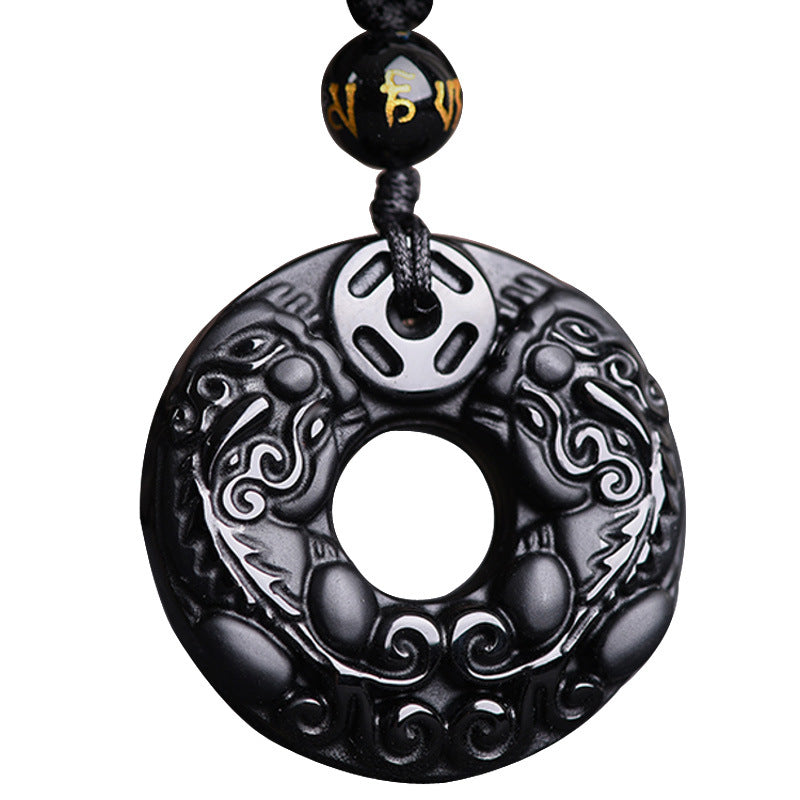 Collana con ciondolo di ricchezza in ossidiana Pixiu Buddha Stones - image 4